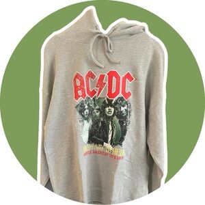 Vintage Canvas Gray AC/DC Graphic Hoodie
